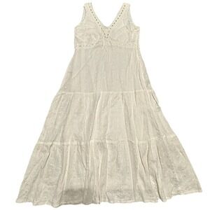 8 Sheri Martin Eyelet Lace Fit & Flare Sleeveless Maxi Dress Lined Sz 10 Cottage